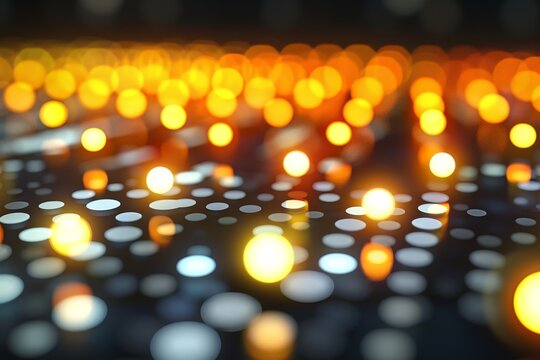 Shimmering neon binary code grid set against backdrop of swirling abstract shapes