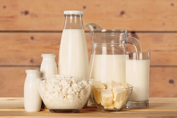 Fresh Milk in glass bottle, farm elements