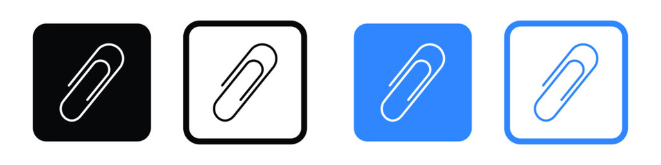 Obraz premium paperclip icon set. attached link file icon, document, office paper clip icon symbol black and blue color.
