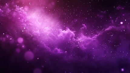 Fototapeta premium Cosmic Dreamscape: A mesmerizing nebula of ethereal purple hues dances across a black canvas, studded with distant stars and ethereal bokeh, inviting viewers into a cosmic dream.