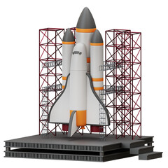 3D Rocket Launch Illustration