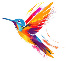 Colorful abstract hummingbird illustration