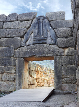The Imposing Entrance to Mycenae in the Greecian Peloponnese