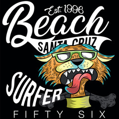 Rocker cat, with glasses and rock and roll hairstyle, leather jacket and party attitude, military style backgrounds and texts of party and fun places. Various shields and stickers. Camouflage textures © delacroix7