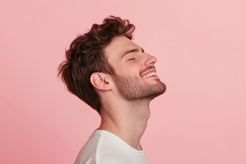 Fototapeta premium A close up of a man's face with his eyes closed