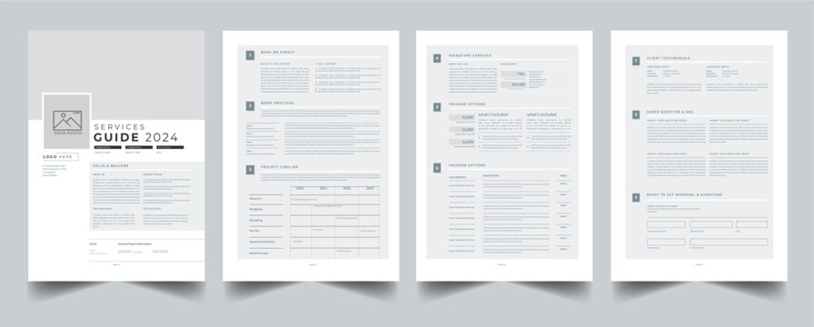 Services Guide Design layout Template With 4 page concept Accents