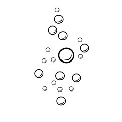 Linear water bubbles. Vector doodle illustration of gas balloons. Air bubbles outline on white background