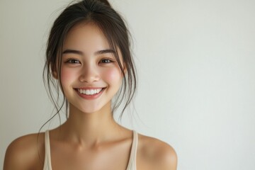 Beautiful young Asian woman smiling and happy created with Generative AI