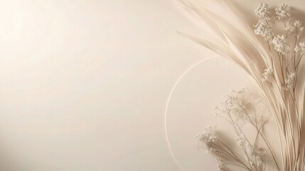 Minimalist Dried Flowers: A delicate arrangement of dried pampas grass and white blooms creates a soft, ethereal backdrop for your next blog post, social media post, or product display.  