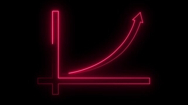 Neon line Rising arrow transparent channel. arrow rising transparent channel, business growth arrow and graph chart, Business line arrow on background color  black