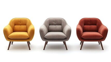 Set of armchairs on white background