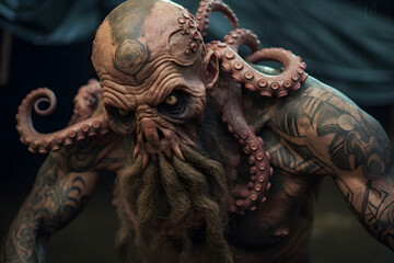 science fiction octopus man photo, villian