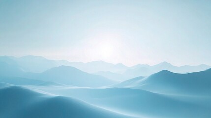 Serene Mountain Mist: A serene landscape photo featuring a breathtaking view of misty mountains bathed in soft, ethereal light.