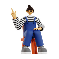 3D Render of a Teacher Holding a Book and Pointer