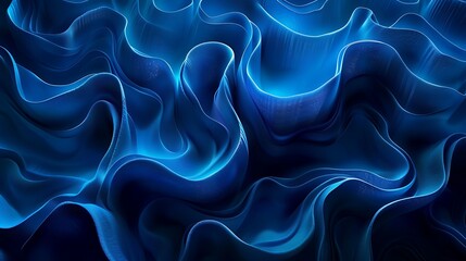 An abstract background of blue waves, capturing fluid motion and serene energy, with smooth curves and rhythmic patterns