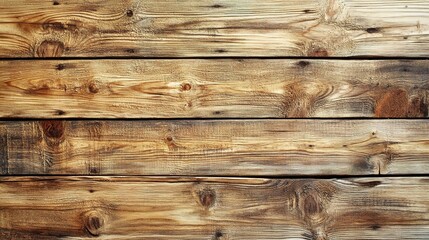 Naklejka premium Rustic Wooden Texture: A close-up shot of weathered wood planks, showcasing the natural beauty of wood grain and texture in warm, earthy tones. 