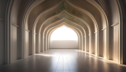 Obraz premium empty brightly lit interior showcasing elegant arch created vector illustration
