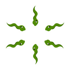 Vector Illustration Swimming tadpoles A small creature that has a long tail, lives in water, and grows into a frog.