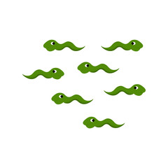 Vector Illustration Swimming tadpoles A small creature that has a long tail, lives in water, and grows into a frog.