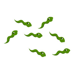 Vector Illustration Swimming tadpoles A small creature that has a long tail, lives in water, and grows into a frog.