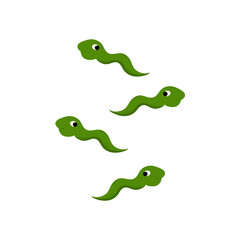 Vector Illustration Swimming tadpoles A small creature that has a long tail, lives in water, and grows into a frog.