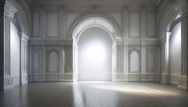 empty brightly lit interior showcasing elegant arch created vector illustration