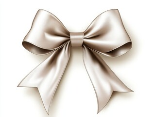 A monochromatic Christmas bow, tied perfectly, sleek and simple, onetone color, flat , isolated on white background