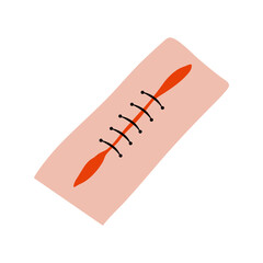 Cut suture scar vector icon. First aid injury stitch skin concept wound