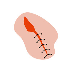 Cut suture scar vector icon. First aid injury stitch skin concept wound