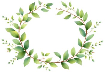 Obraz premium Wreath with eucalyptus leaves watercolor. Hand painting botanical watercolor floral frame. Leaf illustration isolated on white background.