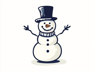 A monochromatic snowman, simple and friendly, onetone color, minimalistic style, flat , isolated on white background