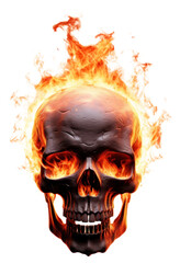 PNG Skull with fire bonfire person flame.