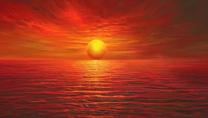 Obraz premium Fiery Sunset Over the Ocean