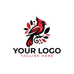 Cardinal bird Vector logo design 