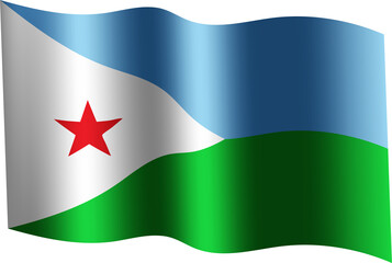 Djibouti Realistic 3D Waving Flag