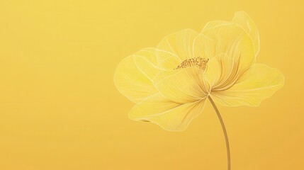 A delicate yellow flower illustration against a soft yellow background.