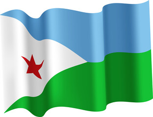 Djibouti Realistic 3D Waving Flag
