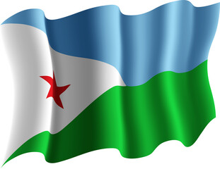 Djibouti Realistic 3D Waving Flag