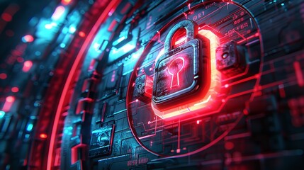 Obraz premium Cyber Security, Network Protection with Padlock