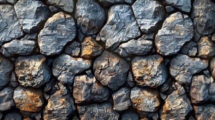 A close-up shot of a stone wall, showcasing the rugged texture and natural beauty of the rocks.