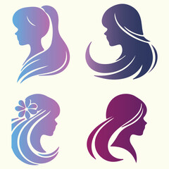 Fashionable woman's face illustration with beautiful long hair and stylish lips, a true icon of glamour and design