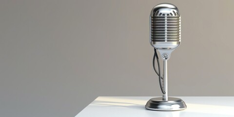 Vintage Microphone on a White Table