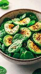 Avocado Spinach Salad in Bowl