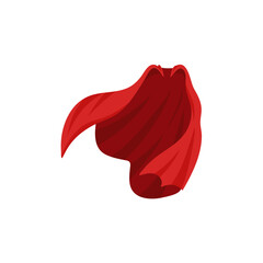 Cloak shoulders covering, isolated set of clothing in realistic design. Costume or suit outfit. Red manteau, cape or mantle part of apparel. Vector superhero costume, rescue coat of satin