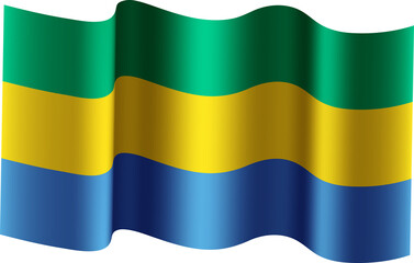 Gabon Realistic 3D Waving Flag