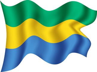 Gabon Realistic 3D Waving Flag