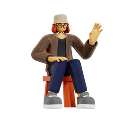 3D Render of a Teacher Holding a Book and Pointer