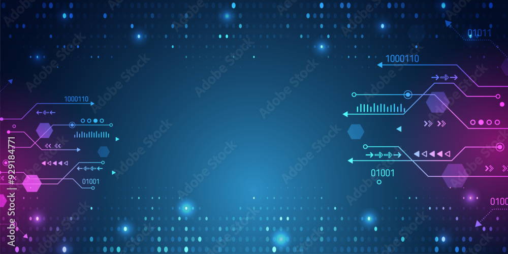 Leinwandbilder digital communication, data protection, high tech presentation, science cover. abstract blue futuris