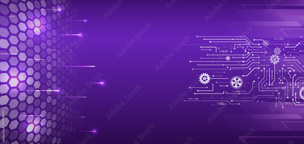 Aufkleber abstract blue futuristic background consisting of printed circuit board hexagons and other technolog