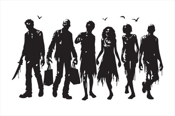 Zombies vector silhouette